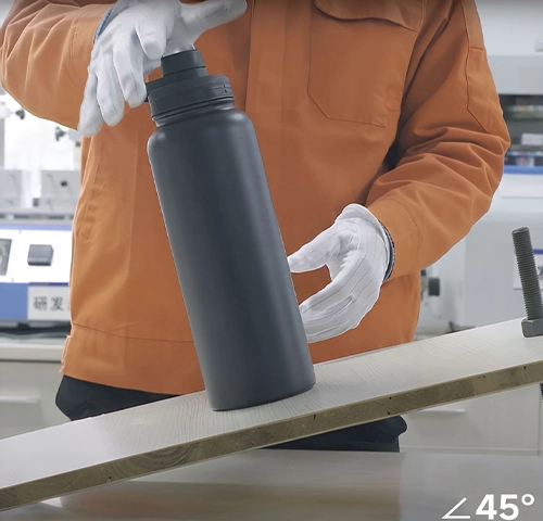 45 degree incline anti-slip stability test for silicone base bottles