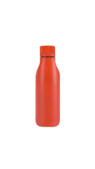 Orange custom insulated stainless steel water bottle with carrying strap