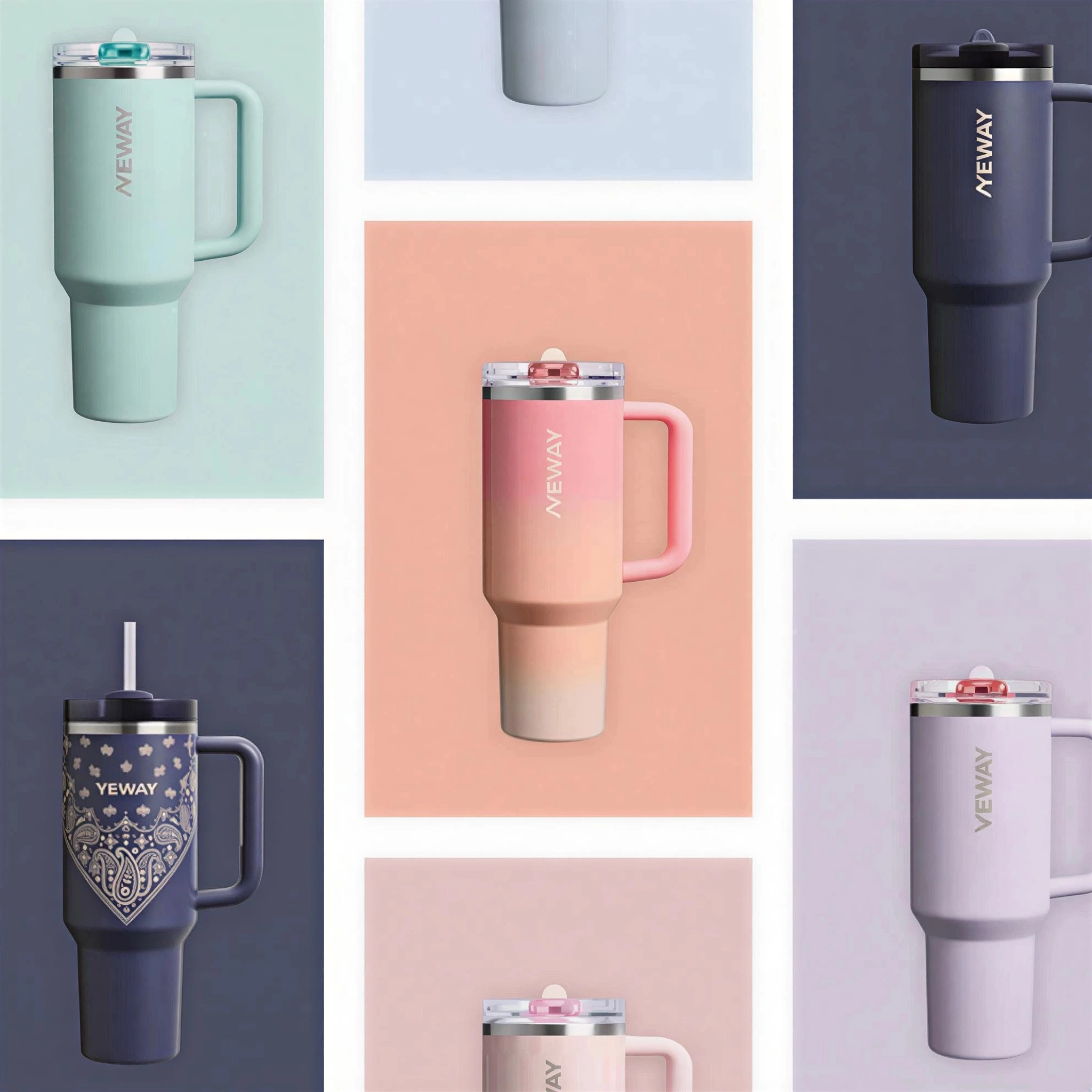 Custom stainless steel tumblers OEM manufacturing and branding process showing high-end drinkware with logo customization for private label brands
