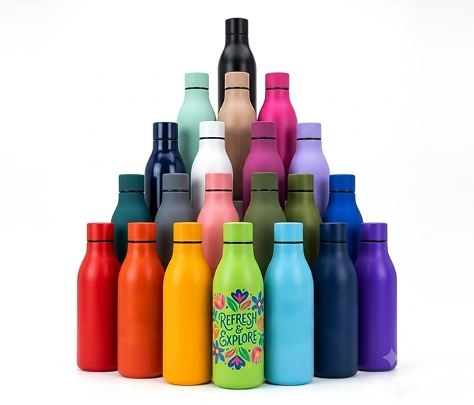 Double wall insulated stainless steel water bottle with carrying strap for OEM wholesale and private label customization