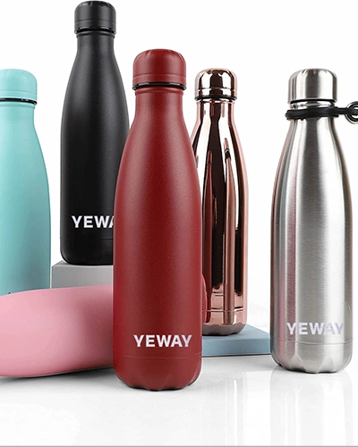 Finished cola shape stainless steel water bottles with custom branding for wholesale and private label supply