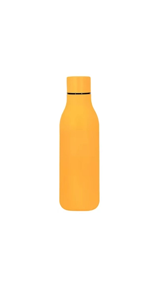 Yellow insulated metal water bottle with carrying strap for private label suppliers