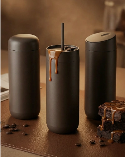 Interchangeable lid coffee mug offering multiple drinking experiences