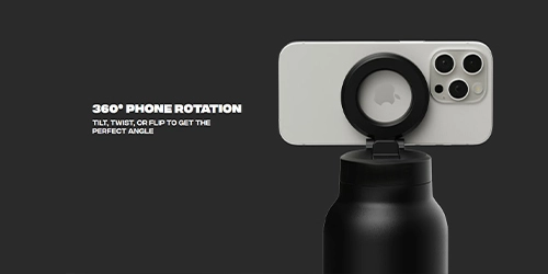 360 degree rotating magnetic phone mount water bottle for adjustable viewing and filming angles