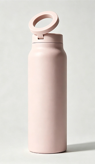 Light pink magnetic water bottle with MagSafe compatible phone holder for custom branded drinkware collections