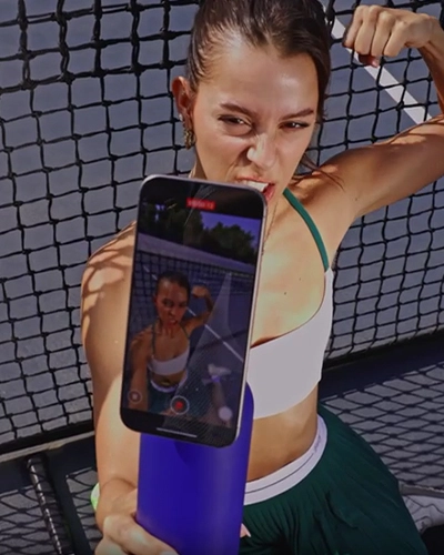 Record yourself anywhere using magnetic water bottle phone mount for hands-free filming
