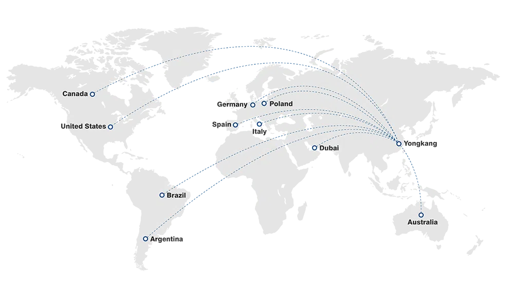 Global OEM stainless steel tumbler and coffee mug export distribution map