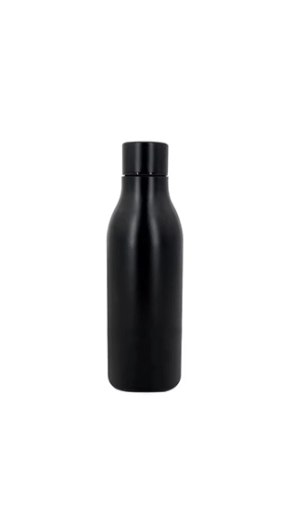 Black portable insulated stainless steel water bottle with carrying strap for wholesale and OEM
