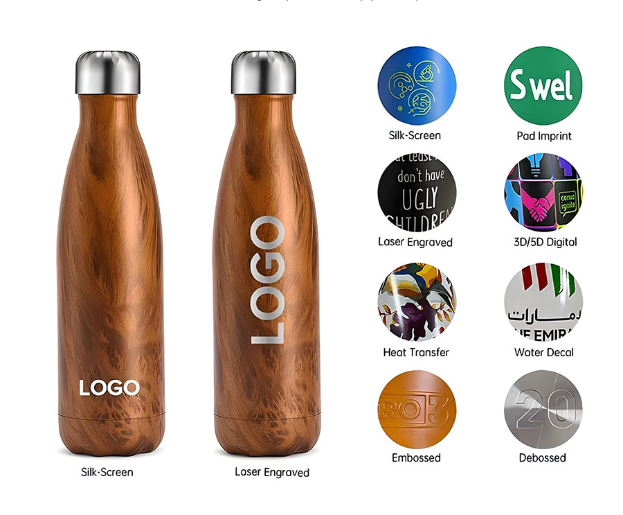 Private label kids water bottle with 5D printing and dishwasher-safe powder coating