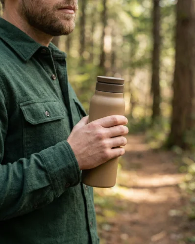 Tech-style YW-08 magnetic lid bottle for professional travel gear.