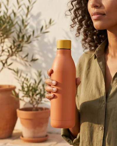 Durable YW-09 screw-top bottle for outdoor camping and nature exploration.