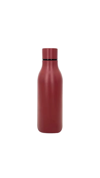 Burgundy stainless steel vacuum flask with carrying strap for wholesale supply