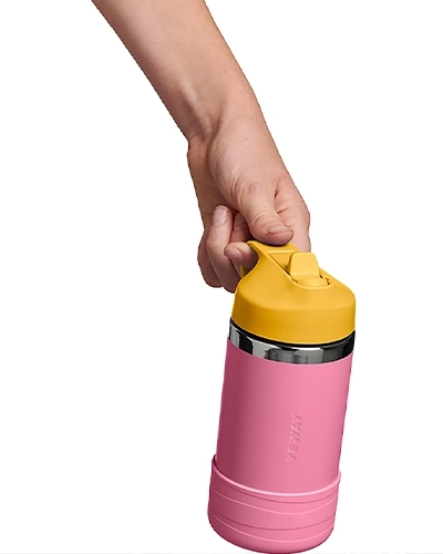 Wide mouth insulated water bottle with straw lid for sports and everyday hydration