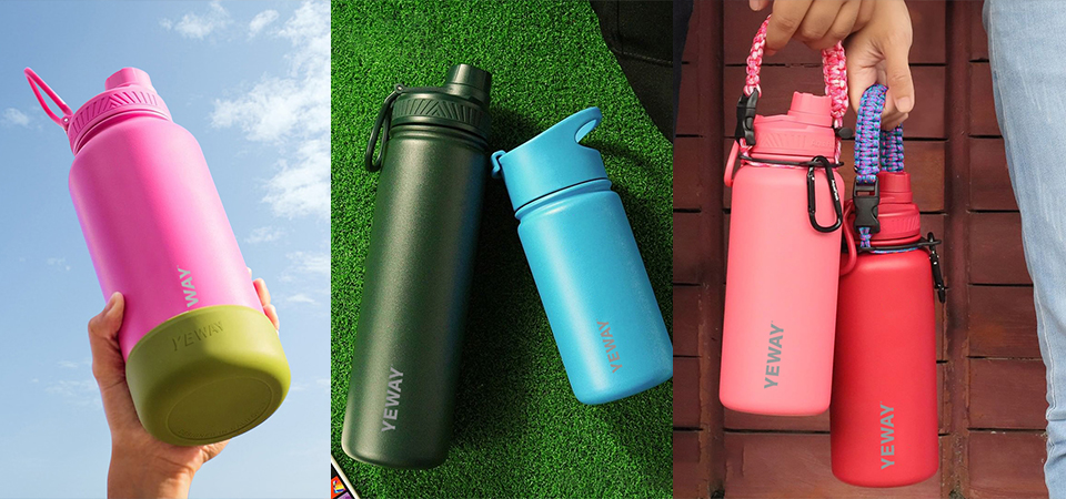 Portable leak proof stainless steel water bottle with lock
