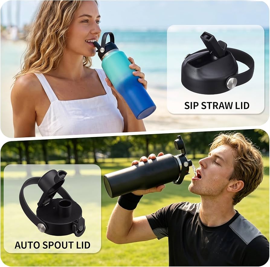 Water bottle spout types including straw bite valve pull and push-pull spouts