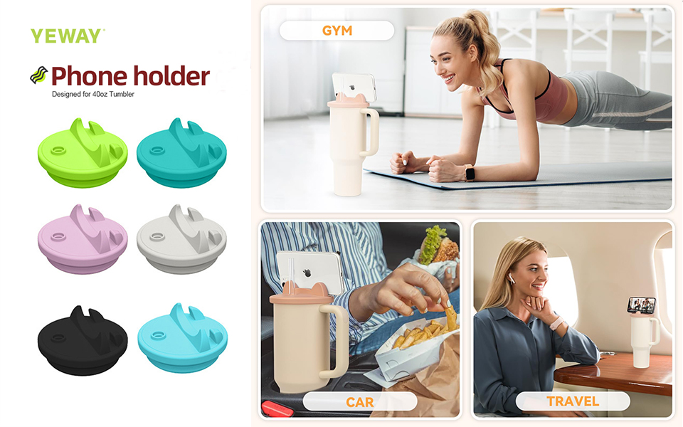 Tumbler Phone Holder Lid Attachment