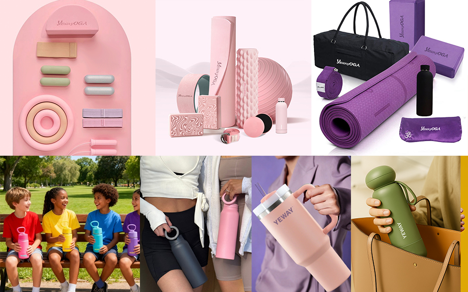 YEWAY Canton Fair stainless steel sports water bottle series and yoga series products