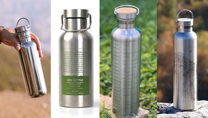 Brushed Metal Mirror Finish Stainless Steel Water Bottles