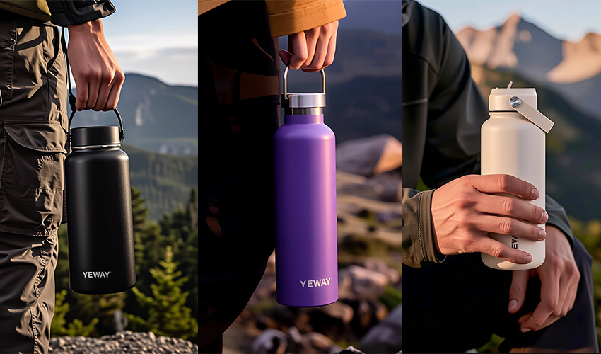 Vacuum insulated stainless steel water bottles for travel