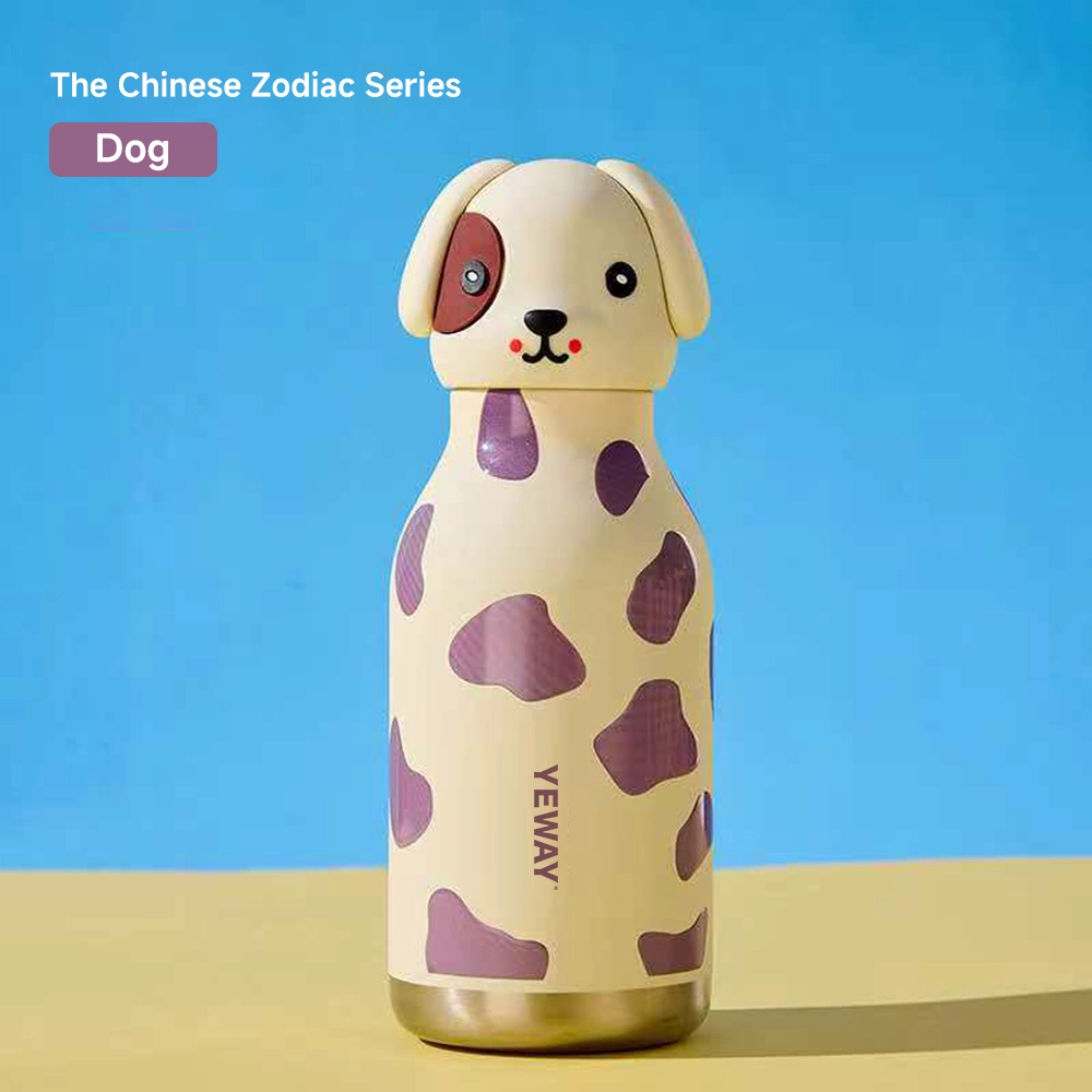 Dog head animal head lid stainless steel flask