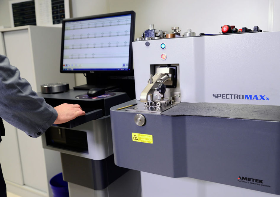 Raw material inspection using spectrometer for 304/316 food grade stainless steel