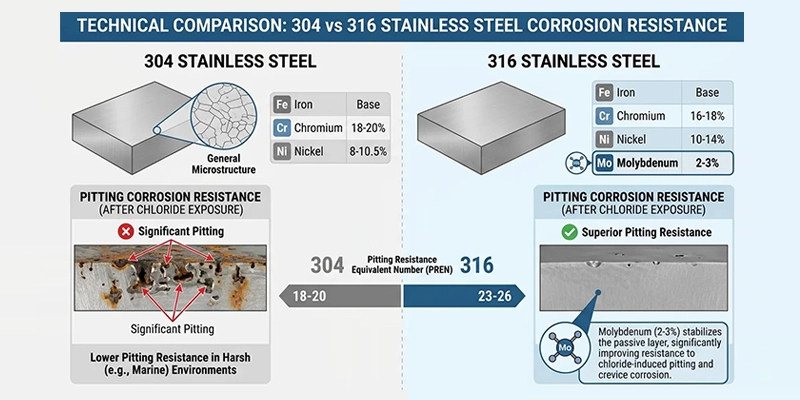 304 vs 316 stainless steel corrosion resistance
