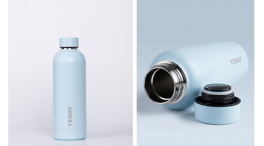 Subtle custom logo laser engraved on a minimalist vacuum flask for quiet luxury.