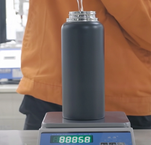 Volumetric capacity verification for precision-engineered insulated drinkware.