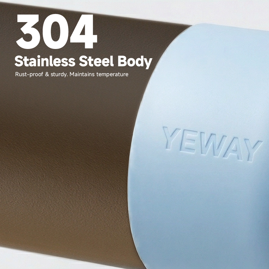 304 stainless steel body of YEWAY vacuum container, rust-proof and sturdy, designed to maintain temperature for long-lasting heat and cold retention.