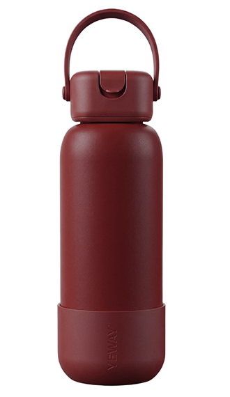 Bulk purchase charcoal grey vacuum flask with silicone-handled square cap and choice of straws. 304 stainless steel, leading China B2B supplier.