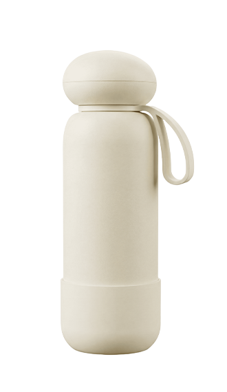 Matte Black Mushroom Top Water Bottle for Minimalist Office Desk Aesthetics