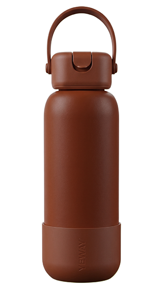 Wholesale navy blue flask with square cap and silicone handle for office use. Optional straws included, reliable factory supply for corporate events.