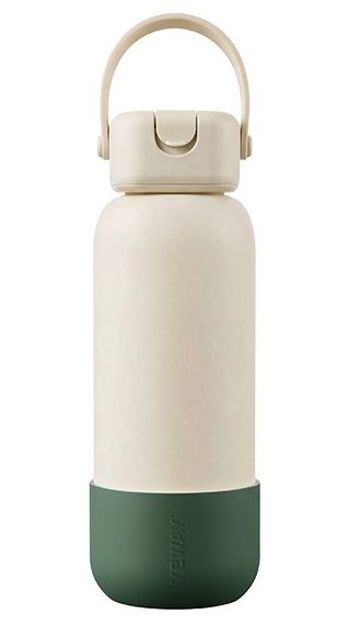 Classic obsidian black industrial flask with square-round silicone-handle cap and straw kit. FDA/LFGB compliant, best-seller for wholesale.