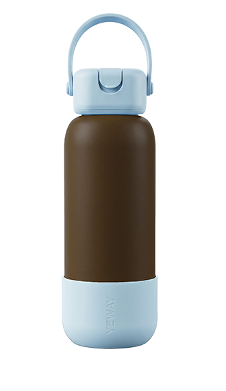 Elegant royal purple bottle with square lid design and custom logo support. Optional straws for luxury corporate gifts and promotional activities.