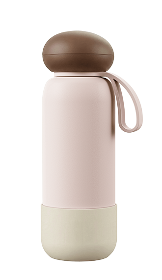 Sage Green Travel Vacuum Bottle - Organic Mushroom Top Design for Nature Lovers