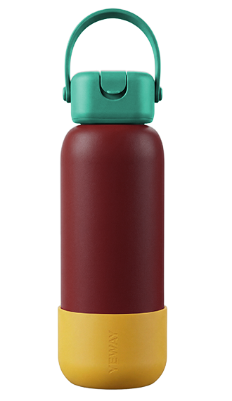 Bulk soft pink water bottle with silicone-handled square cap and straw options. Reliable B2B supplier with large ready-to-ship stock.