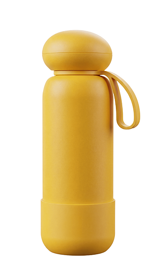 Vibrant Yellow Insulated Travel Bottle - Easy-grip Mushroom Top for Outdoors