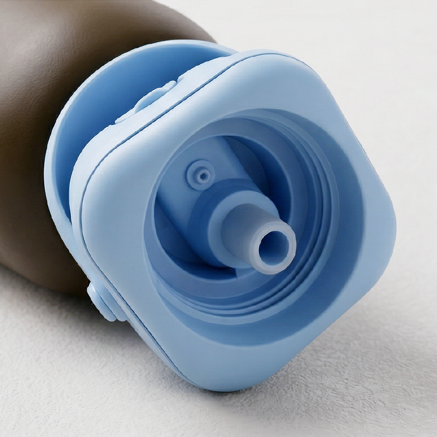 YEWAY narrow mouth water bottle lid interior showcasing the precision leak-proof silicone seal and threaded structure for wholesale.