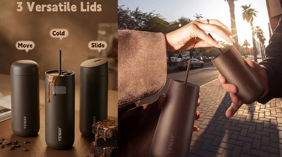 3-in-1 insulated coffee tumbler for wholesale private label drinkware collections