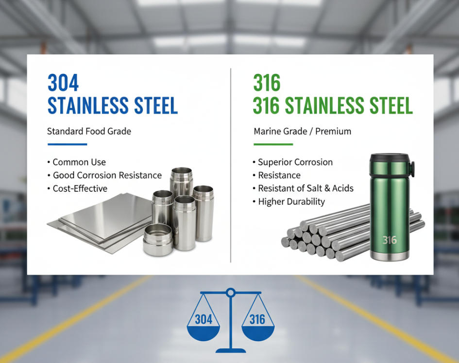 304 vs 316 stainless steel comparison for insulated water bottles