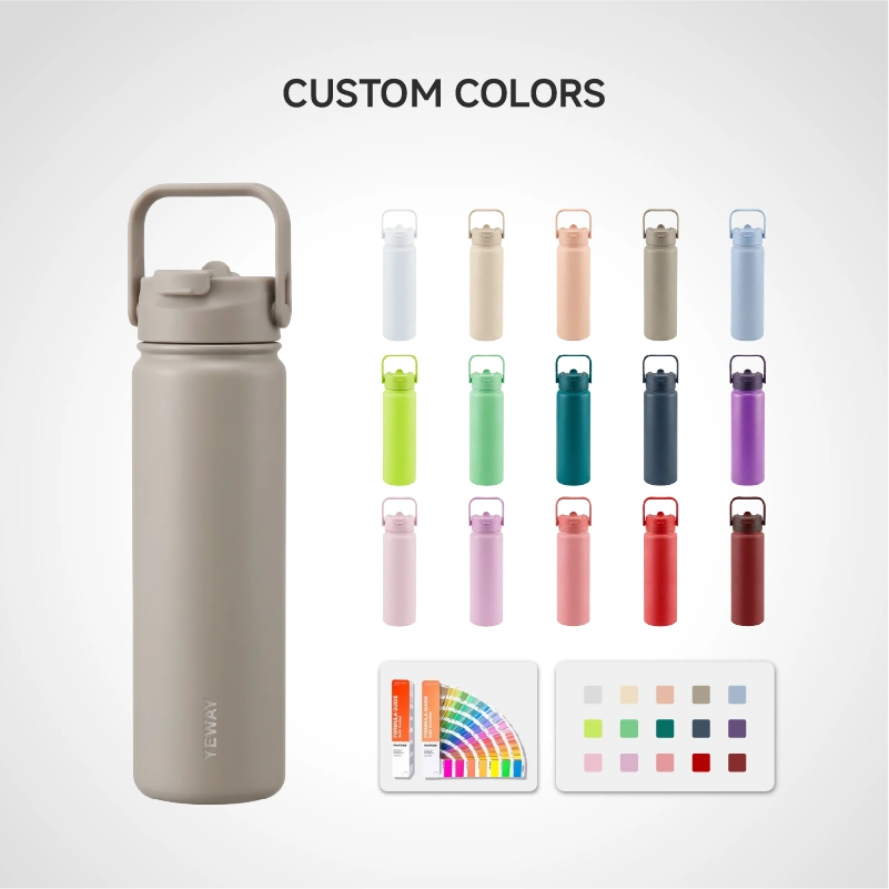 Custom color powder coated stainless steel insulated water bottles for private label brands