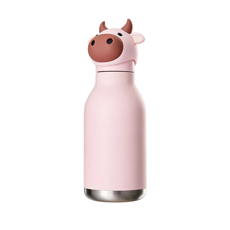 Cute cartoon animal head thermos water bottle