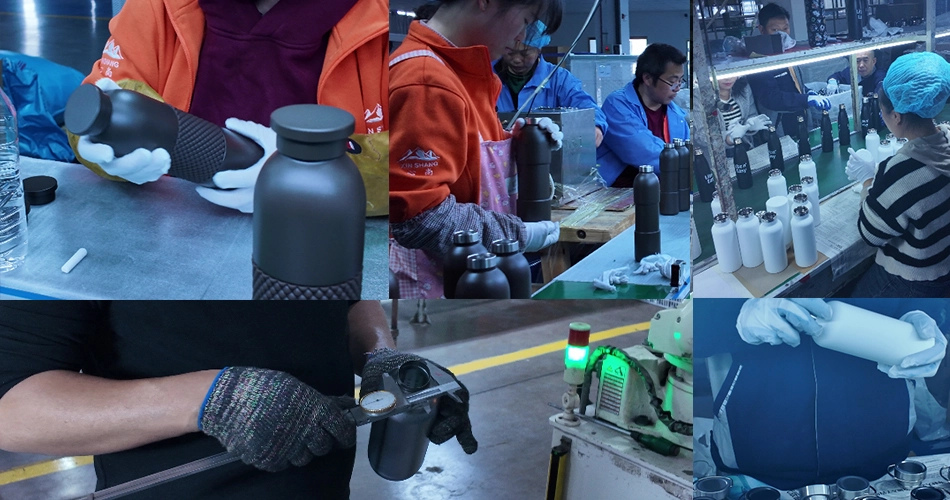 water bottle quality control leak testing and inspection process in factory