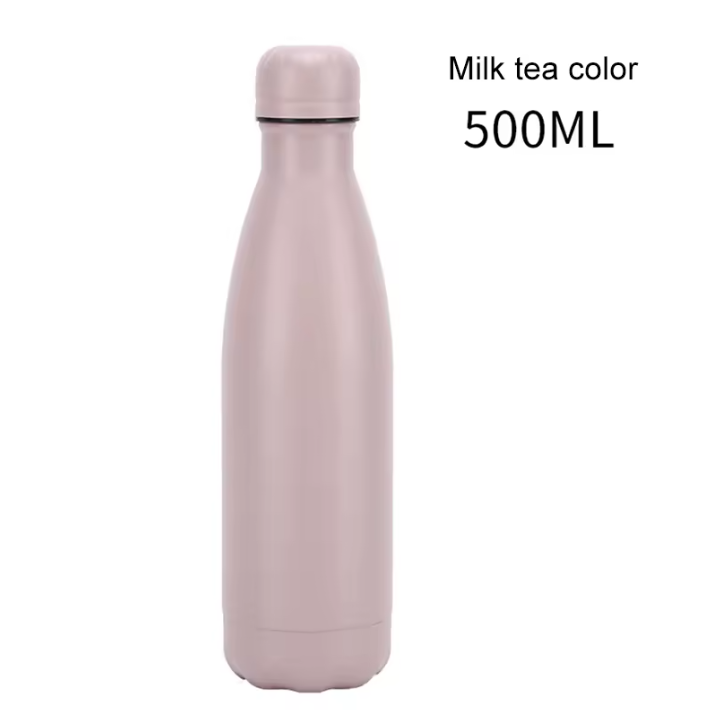 Iridescent cola shape vacuum insulated bottle with reflective rainbow coating for wholesale