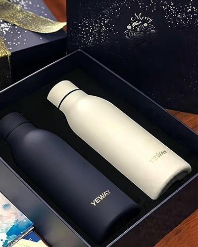 Custom logo stainless steel water bottle gift set for promotional and corporate programs