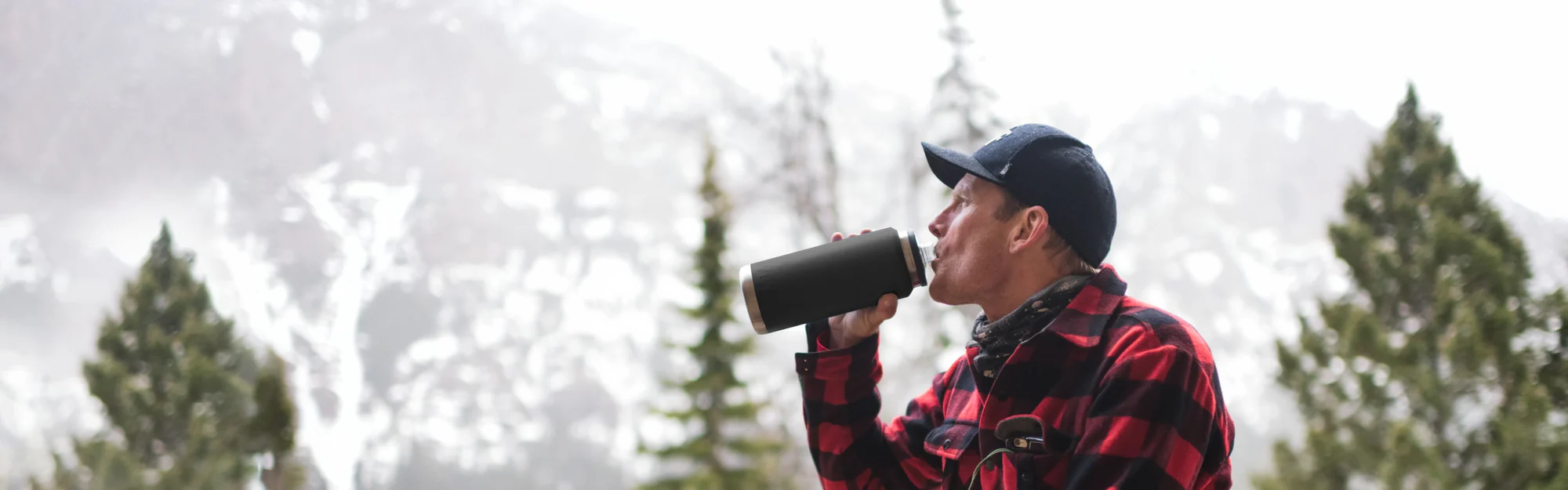 Premium outdoor insulated water bottle used during hiking adventure
