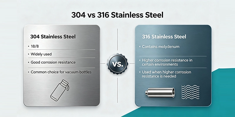 304 and 316 stainless steel for vacuum bottles