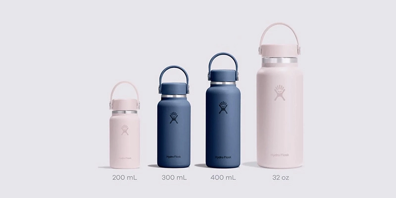 Comparison of small, medium, and large insulated water bottle capacities